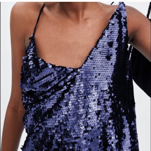 NWT Zara V Neck Sequin Top - Picture 3 of 4